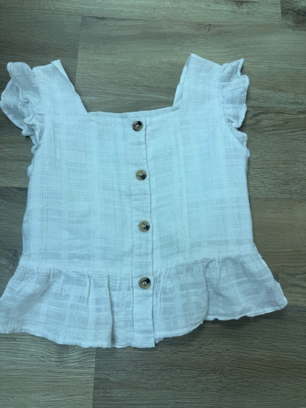 Mayoral White Ruffle Button Front Top